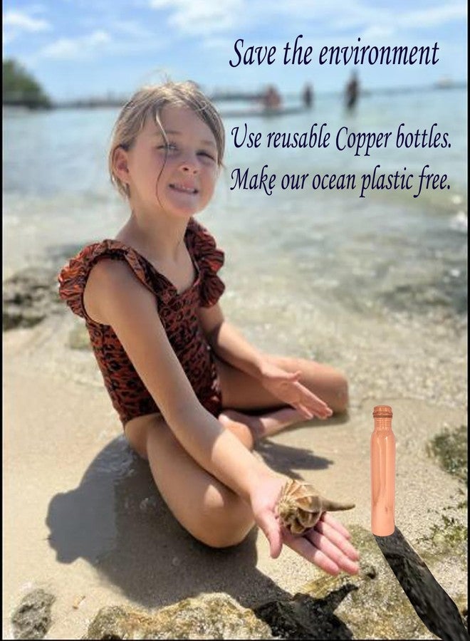 INDTRESOR Pure Copper Water Bottle - Handcrafted - Ayurveda health benefits - Large 1000 ml - Leak proof - Easy to carry for Sports, Fitness, Yoga, School -Natural Copper Finish - Image 3